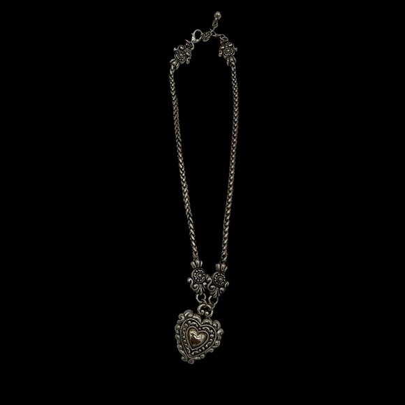 Vintage Jewelry - Silver & Gold-Tone Heart Pendant Necklace - Brighton Inspired Design